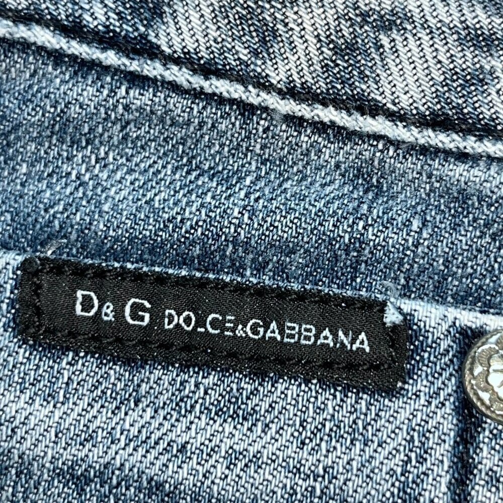VINTAGE D&G DOLCE & GABBANA EMBROIDERED & STUDDED LOW RISE FLARE JEANS - 30 / 34 - Picture 15 of 16